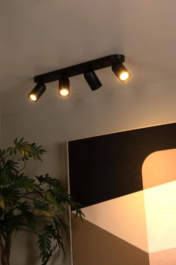 Lucide PUNCH - Spot plafond - 4xGU10 - Noir - ambiance 1